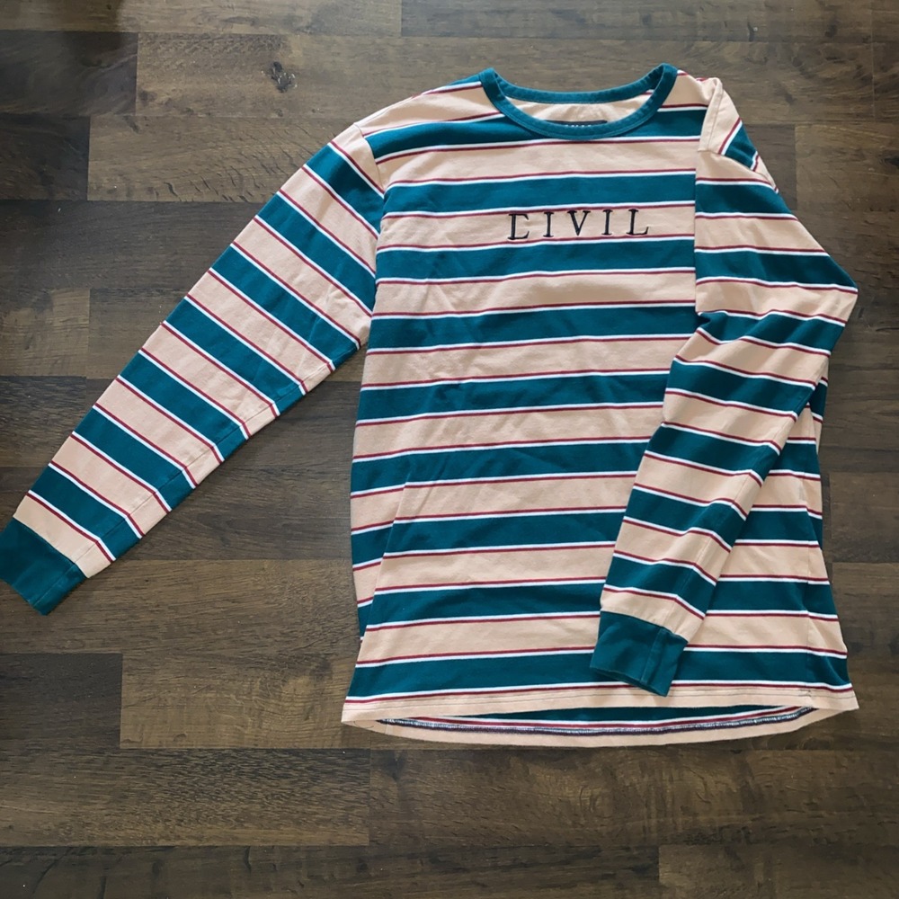 Civil Regime Vintage Multi-Color‎ Stripes Long Sleeve Shirt Women's Size Large